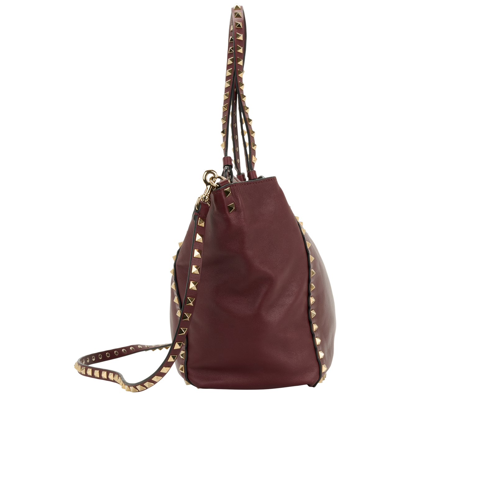Rockstud Tote, &pound;475, Handbags, Burgundy, Leather, Side view
